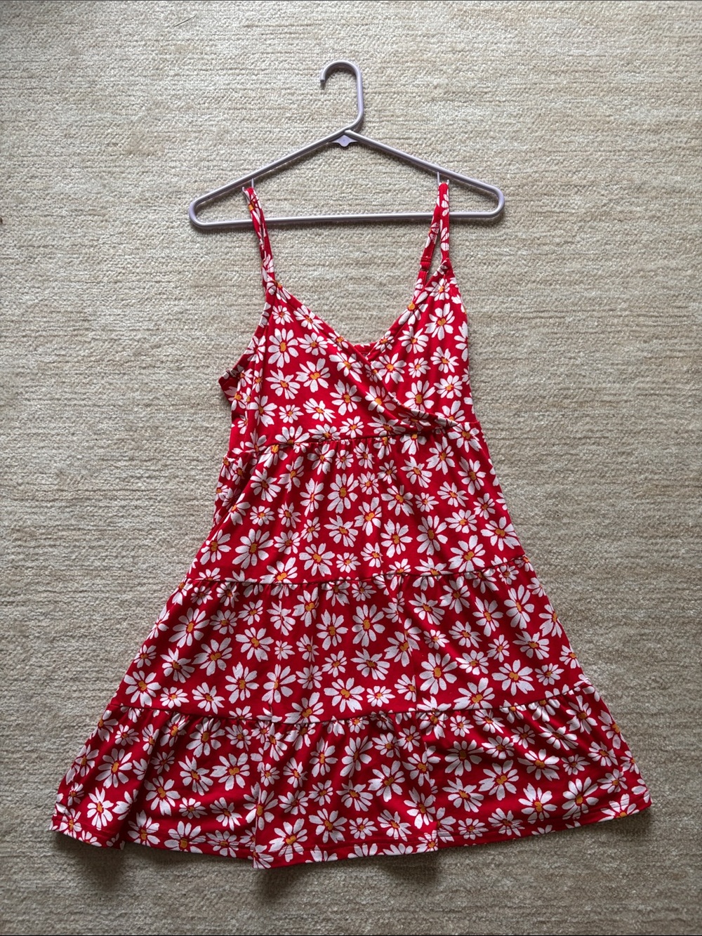 Hollister Red Daisy Print Spaghetti Strap Sundress